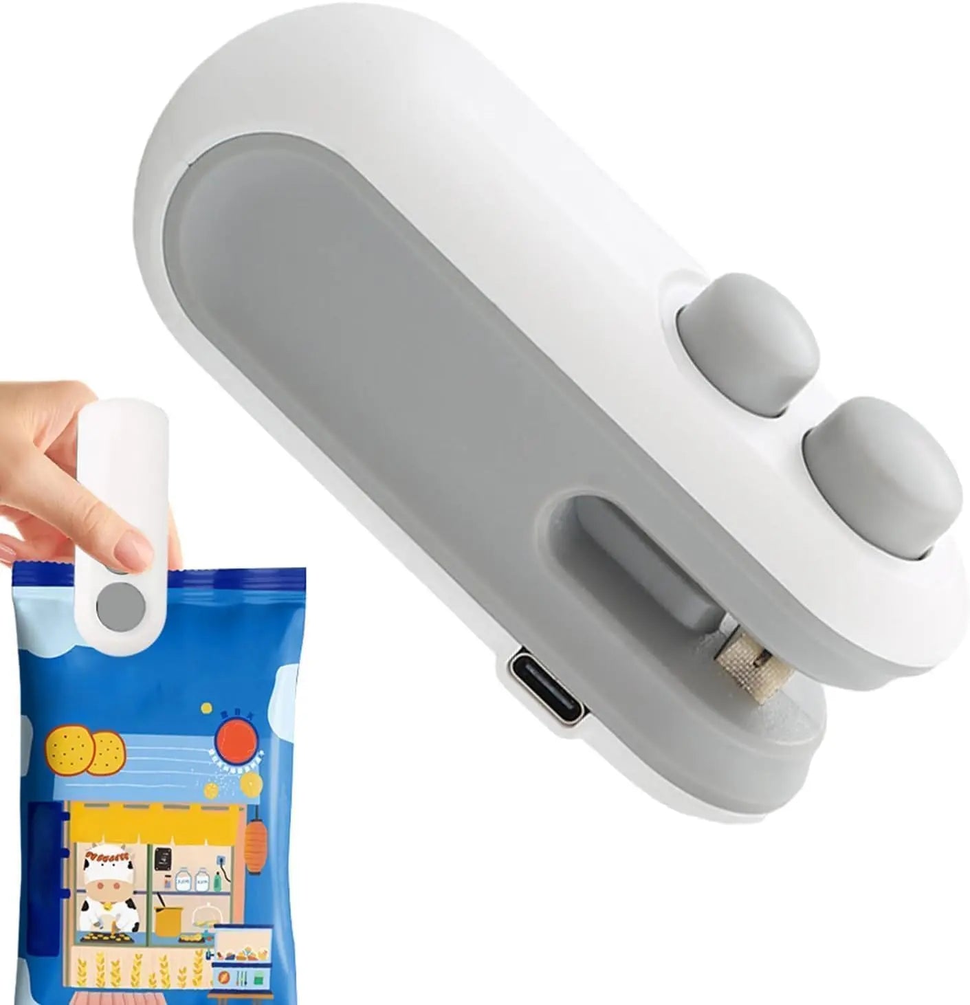 Portable Mini Sealing Machine 2 in 1 USB Rechargeable Magnetic Bag Sealer Heat Seal with Cutter - Hariyali Hub