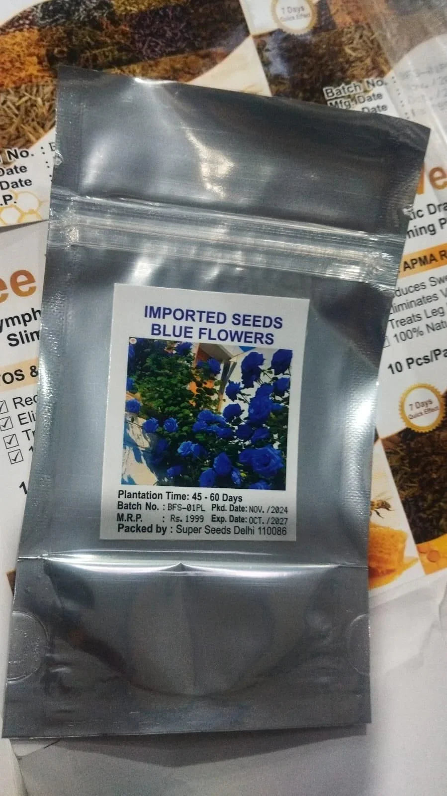 Blue Climbing Rose Seeds Pack of 1 Ideal for Fences Pillars and Garden Structures - Hariyali Hub