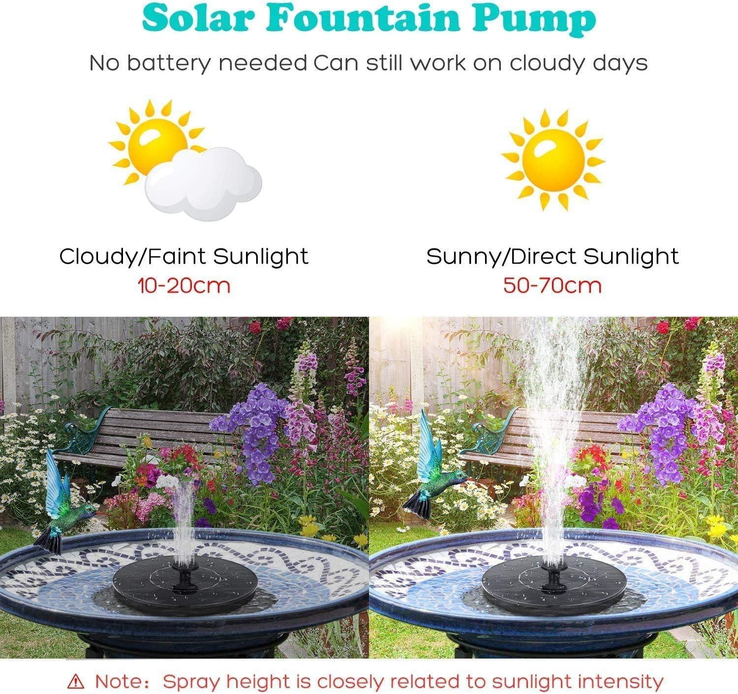 Fountain Solar Power Floating Water Pump for Pool Pond Garden and Patio Plants Round 7V 1.4W Black - Hariyali Hub