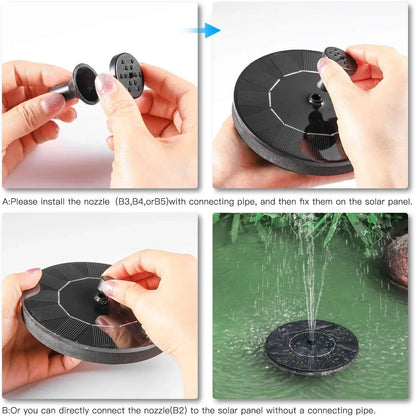 Fountain Solar Power Floating Water Pump for Pool Pond Garden and Patio Plants Round 7V 1.4W Black - Hariyali Hub