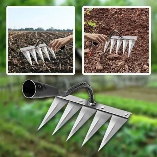 5 Teeth Carbon Steel Garden Weeding Tool for Easy Weeding and Gardening - Hariyali Hub