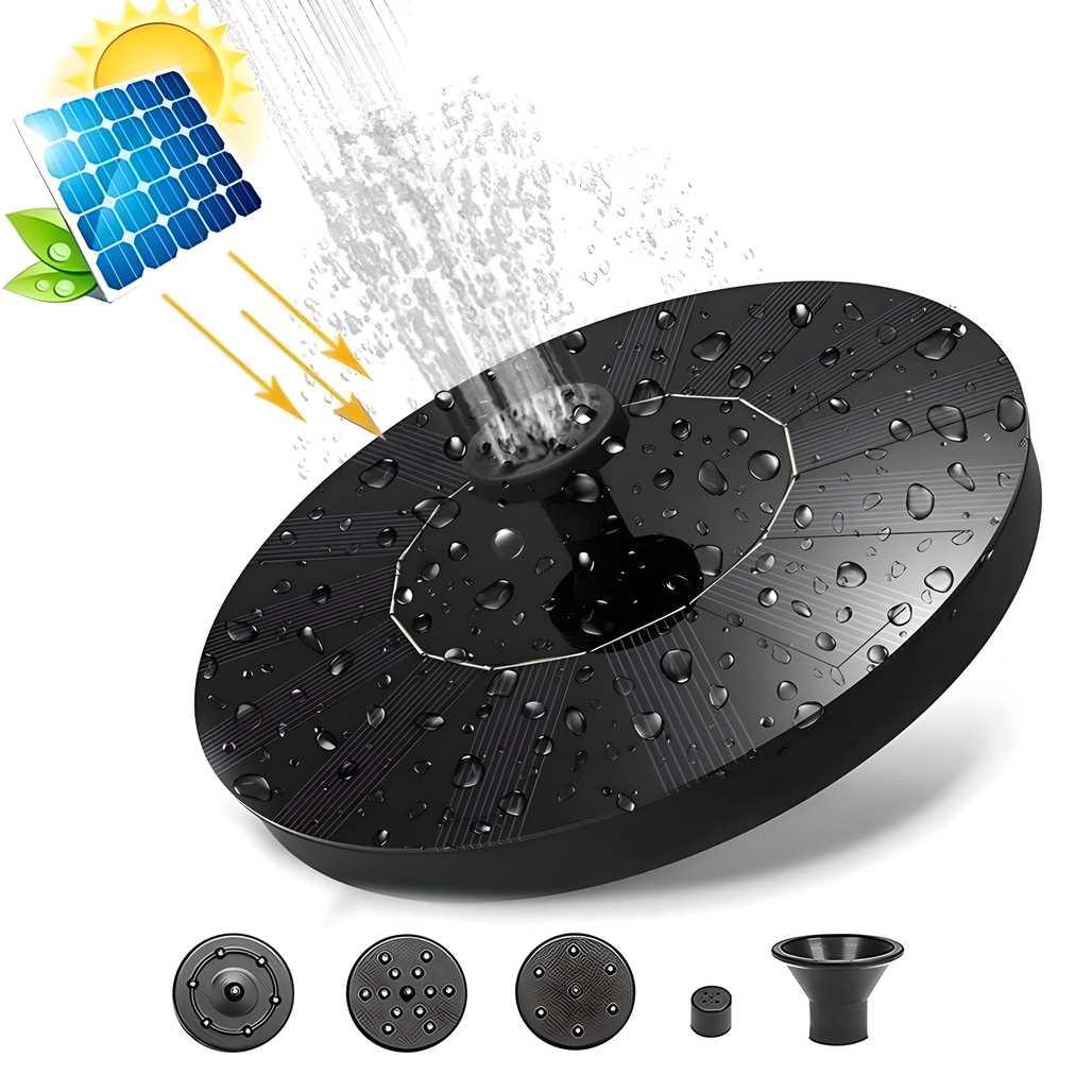 Fountain Solar Power Floating Water Pump for Pool Pond Garden and Patio Plants Round 7V 1.4W Black - Hariyali Hub